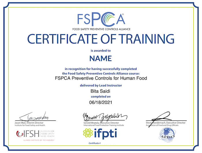 FSPCA Certificate