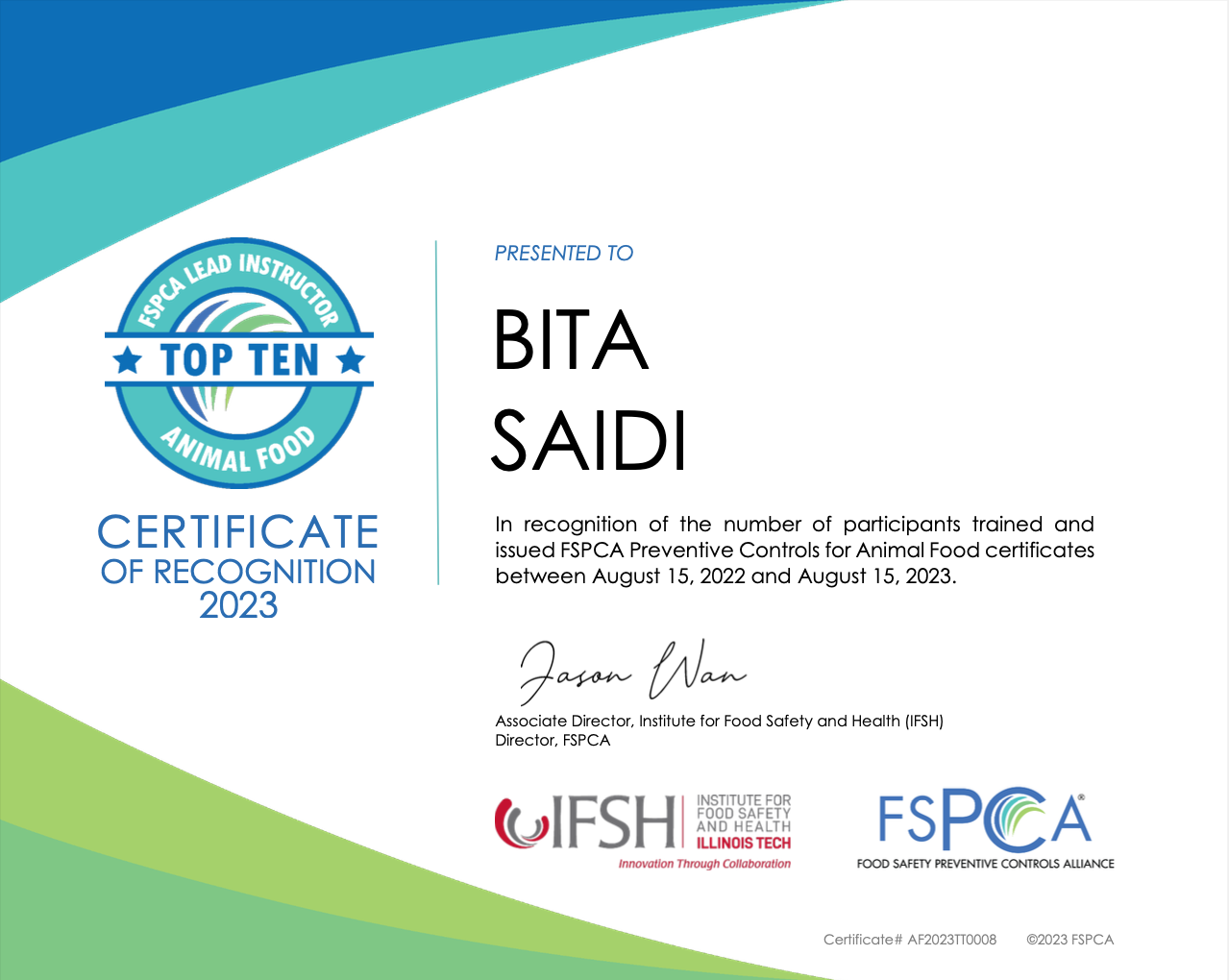 FSPCA Top 10 Bita Saidi
